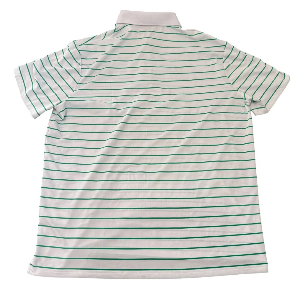 Polo Ralph Lauren Performance Men XL White Green Striped Short Sleeve Polo Shirt